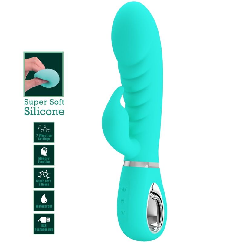 PRETTY LOVE - PRESCOTT MULTIFUNKTIONS-G-SPOT-VIBRATOR AQUA GREEN