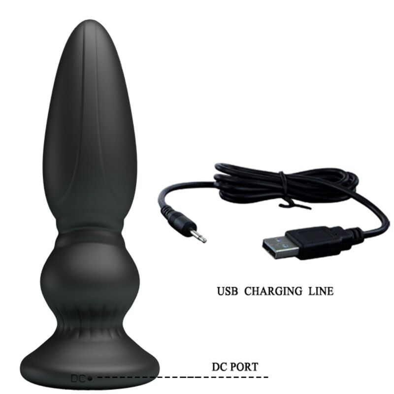 MR PLAY - LEISTUNGSSTARKER VIBRATOR MIT FERNBEDIENUNG, ANALSTECKER, SCHWARZ