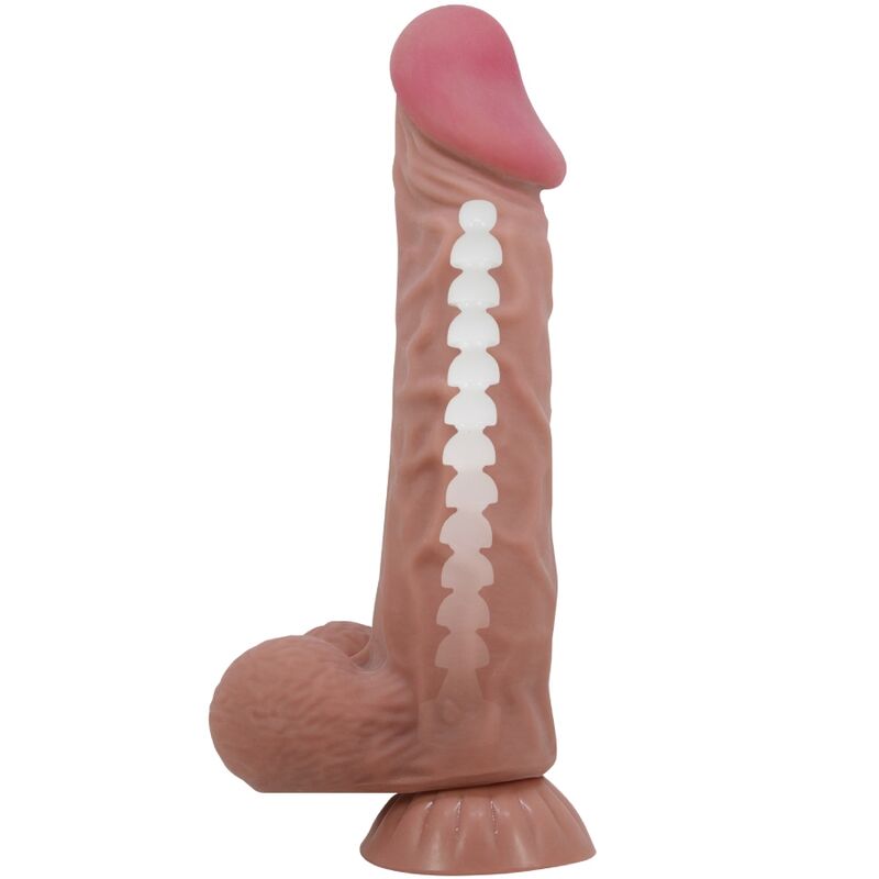 PRETTY LOVE - REALISTISCHER DILDO DER SLIDING SKIN-SERIE MIT SLIDING SKIN-SAUGNAPF BRAUN 24 CM