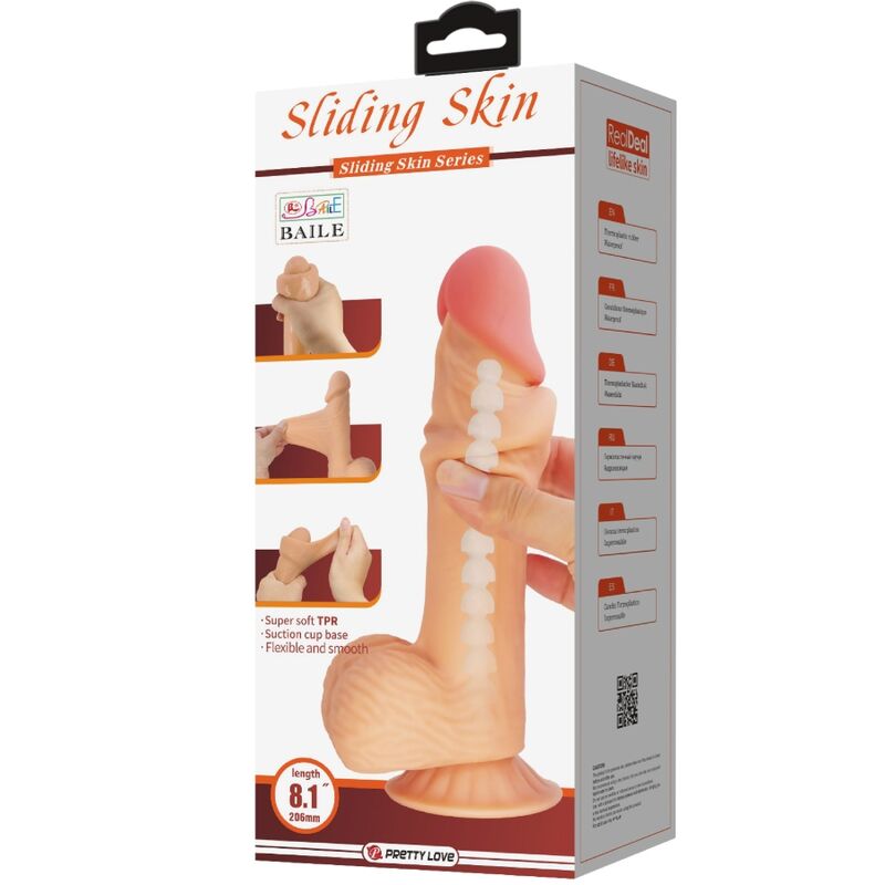 PRETTY LOVE - SLIDING SKIN SERIES REALISTISCHER DILDO MIT GLEITENDEM HAUT-SAUGNAP 20,6 CM