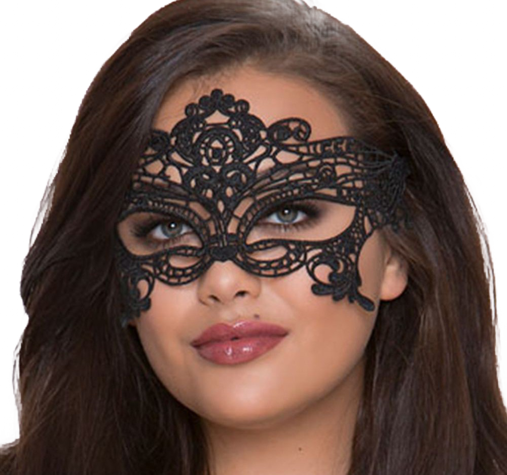 QUEEN LINGERIE - BREITE SCHWARZE SPITZENMASKE