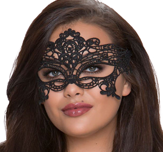 QUEEN LINGERIE - BREITE SCHWARZE SPITZENMASKE