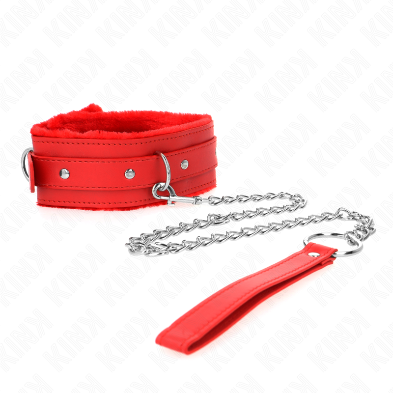 KINK - HALSBAND MIT LEINE 65 CM MIT EINSCHRÄNKUNGEN ROT 36-42 CM X 5,5 CM