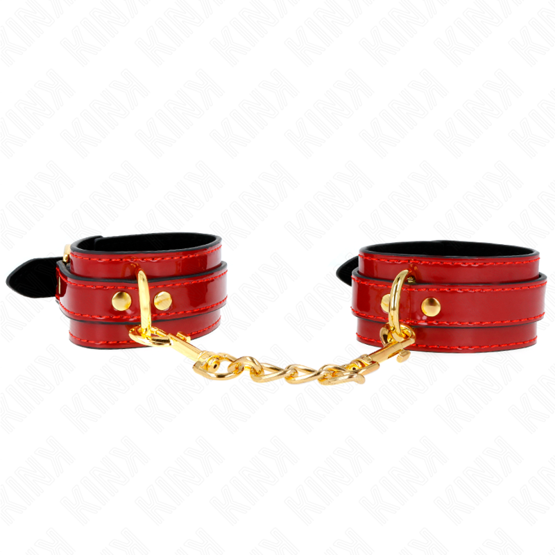 KINK - JOANNA ANGEL HANDGELENKMANSCHETTEN ROT VERSTELLBAR MIT GOLDKETTE 16,5-26 CM X 4 CM