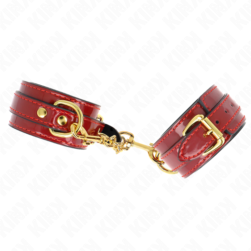 KINK - JOANNA ANGEL HANDGELENKMANSCHETTEN ROT VERSTELLBAR MIT GOLDKETTE 16,5-26 CM X 4 CM