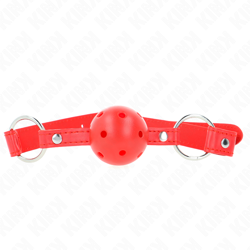 KINK - ATMUNGSAKTIVER BALL 4 CM KNEBEL MIT DOPPELNIET MODELL 1 ROT 62,5 x 2,5 CM VERSTELLBAR 42-58 CM