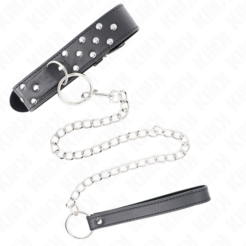 KINK - RING NIETEN BAND HALSKETTE MIT GÜRTEL 65 CM SCHWARZ VERSTELLBAR 36-50 CM X 3,8 CM