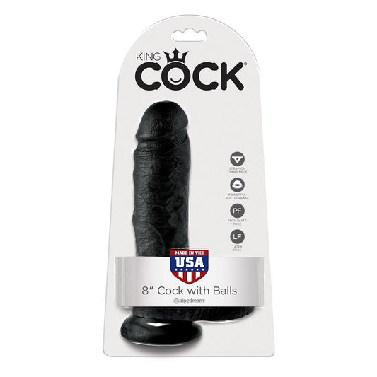 KING COCK - 8 DILDO SCHWARZ MIT EIER 20.3 CM