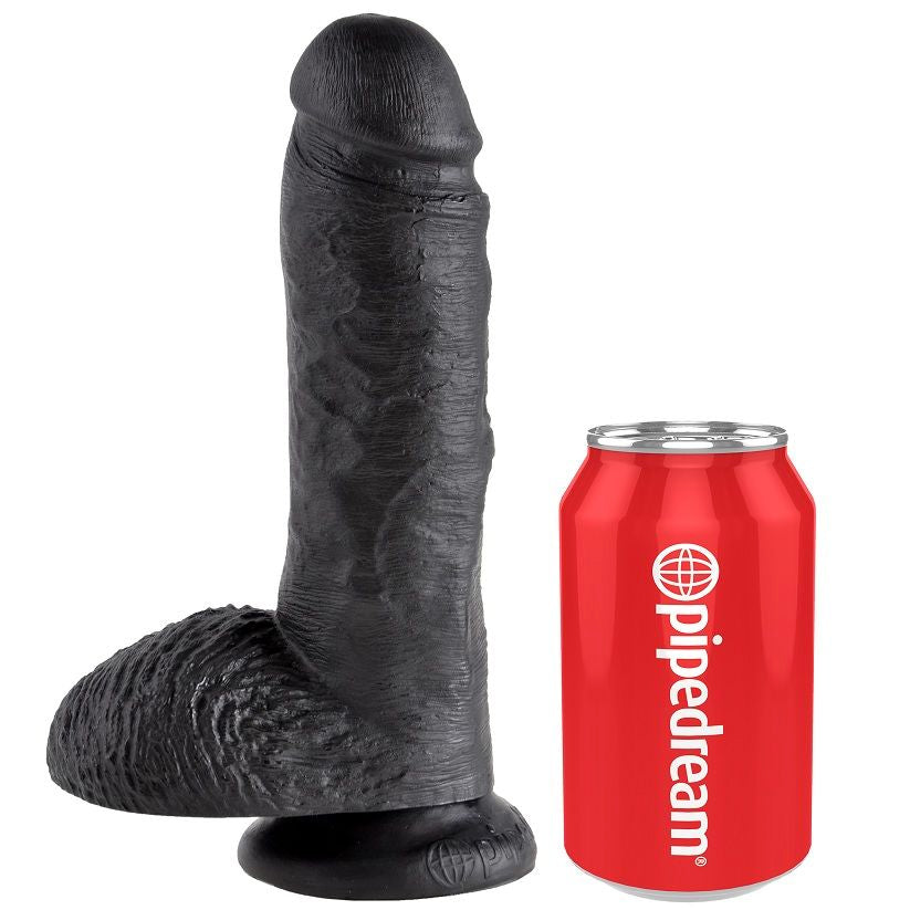 KING COCK - 8 DILDO SCHWARZ MIT EIER 20.3 CM