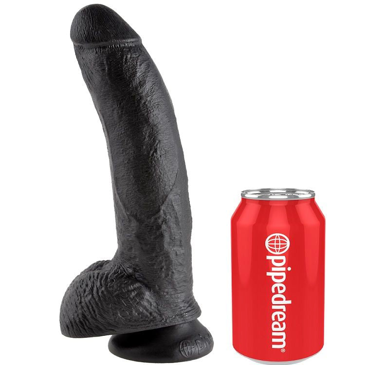 KING COCK - 9 DILDO SCHWARZ MIT EIER 22.9 CM