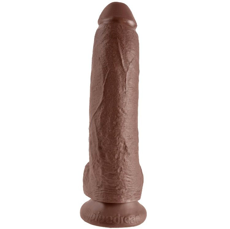 KING COCK - 9 DILDO BRAUN MIT EIER 22.9 CM