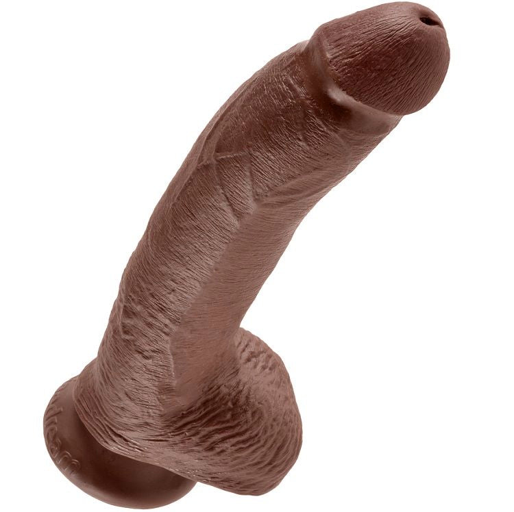 KING COCK - 9 DILDO BRAUN MIT EIER 22.9 CM