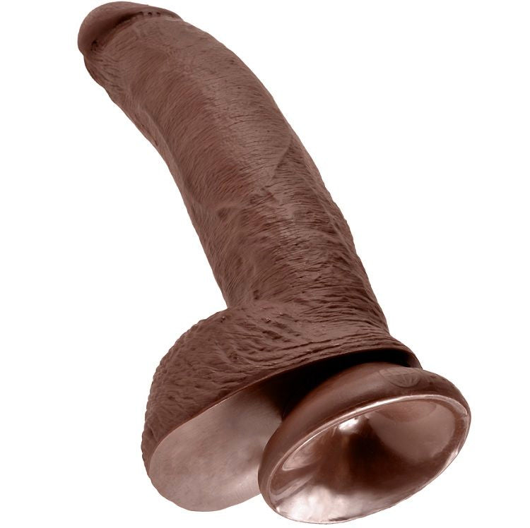 KING COCK - 9 DILDO BRAUN MIT EIER 22.9 CM