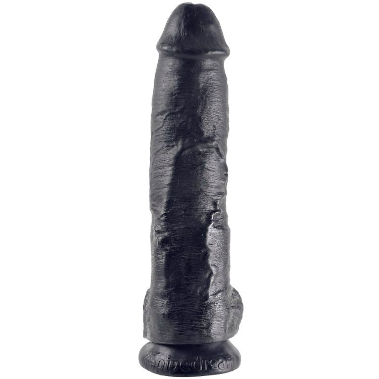 KING COCK - 10 DILDO SCHWARZ MIT EIER 25.4 CM