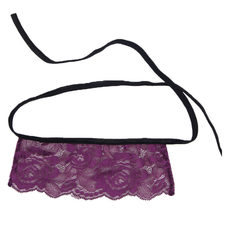 SUBBLIME - CORSET THONG UND BLINDFOLD SCHWARZ UND LILA S / M.