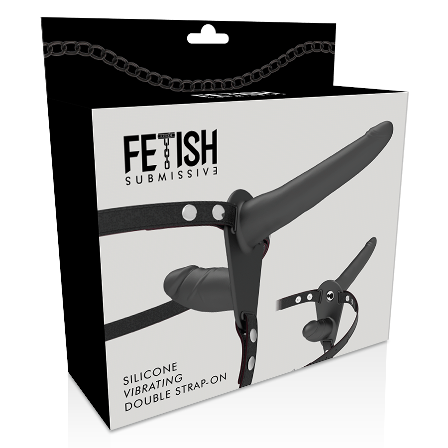 FETISH SUBMISSIVE HARNESS - SCHWARZER VIBRATOR MIT DOPPELPENETRATION