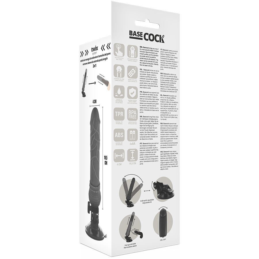 BASECOCK - REALISTISCHER VIBRATOR MIT FERNBEDIENUNG NATÜRLICHER 19.5 CM -O- 4 CM