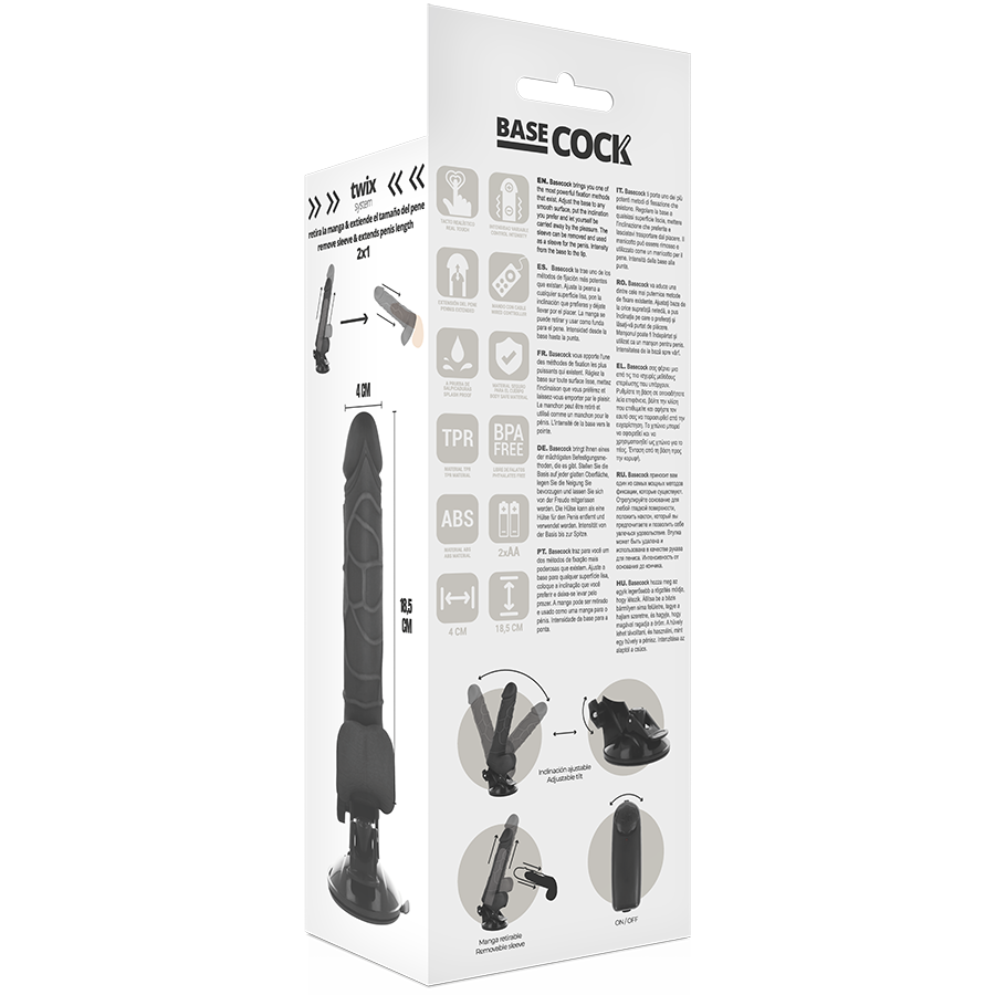 BASECOCK - REALISTISCHER NATÜRLICHER MIT FERNBEDIENUNG VIBRATOR 18.5 CM -O- 4CM