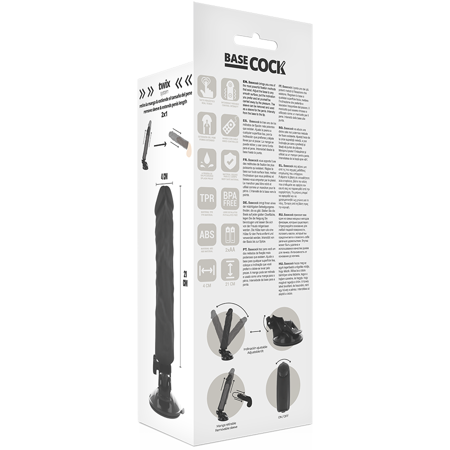 BASECOCK - REALISTISCHER VIBRATOR MIT FERNBEDIENUNG NATÜRLICHER 21 CM -O- 4 CM