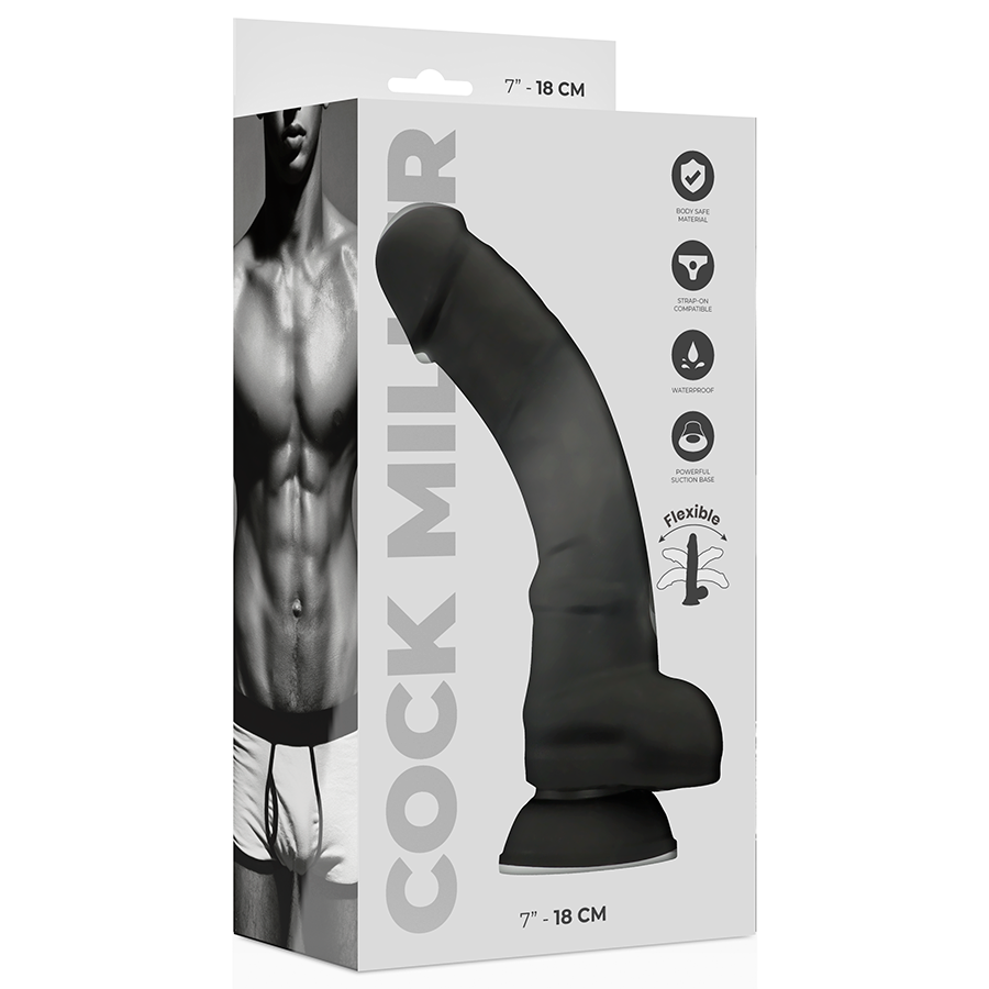 COCK MILLER - SILIKON DICHTE COCKSIL ARTIKULIERBAR SCHWARZ 18 CM