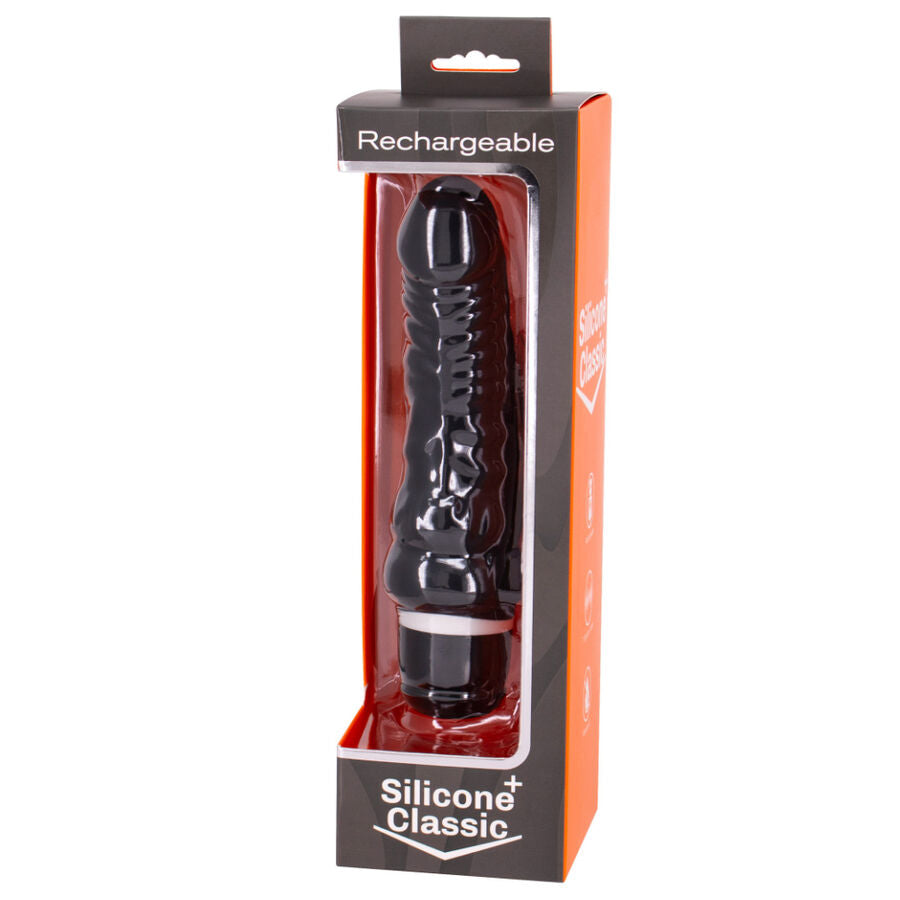 SEVEN CREATIONS - SCHWARZER WIEDERAUFLADBARER VIBRATOR 7V 18 CM MODELL 2