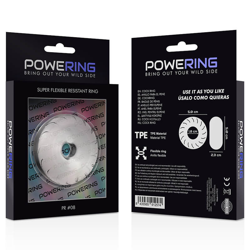 POWERING - SUPER FLEXIBLER UND WIDERSTANDSFÄHIGER PENISRING 5CM PR08 KLAR