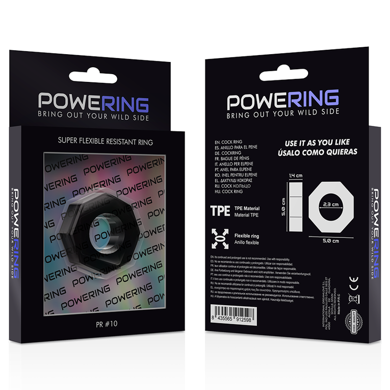 POWERING - SUPER FLEXIBLER UND WIDERSTANDSFÄHIGER PENISRING 5CM PR10 SCHWARZ